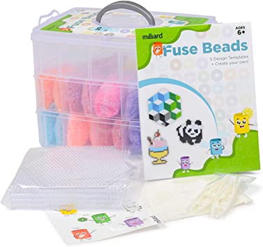 Milliard Fuse Bead Kit / 18,000 Assorted Beads Plus Accessories and Carry Case/Compatible with Perler Beads and Peg Boards