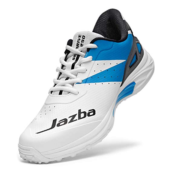 Jazba Cricket Shoes for Men SkyDrive 290, Water Resistant Astro Turf Shoe Mens White Trainer, Excellent Traction Rubber Cleats for Outdoor Team Sport Softball Field Hockey Baseball Hiking