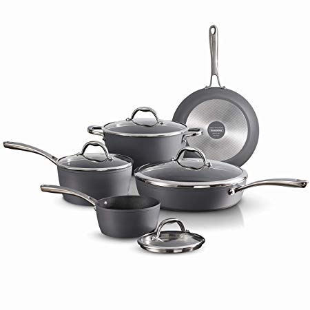 Tramontina 80110/225DS Gourmet Induction Aluminum Nonstick Made in Italy, Slate Gray 9-Piece Cookware Set,