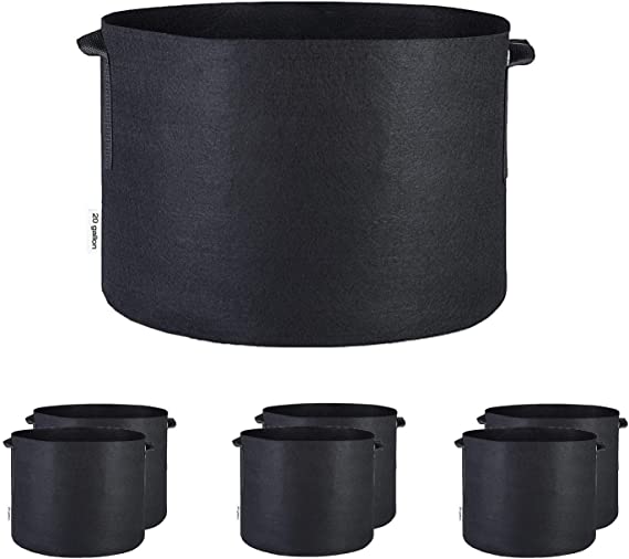 Oppolite Fabric Grow Pot 20 Gallon 6-Pack Grow Bags Fabric Aeration Plant Pots Container (6, 20 Gallon W/ Handles)