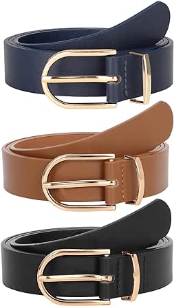 JASGOOD Women’s Leather Belts for Jeans Pants Fashion Ladies Belt with Gold Buckle