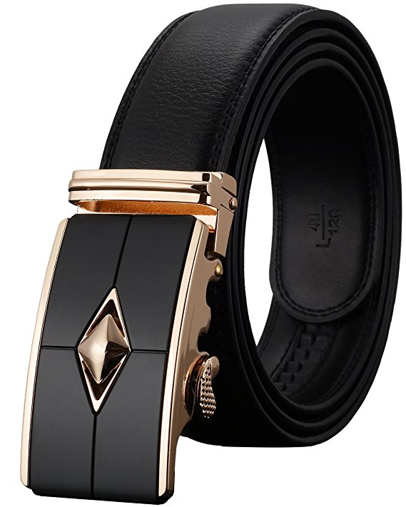 Men's Belts Leather Designer Black Automatic Buckle Ratchet Belt for Men