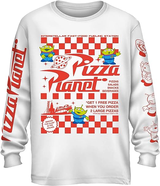 Disney Pixar Toy Story Pizza Planet Take Out Flyer Disneyland World Tee Funny Humor Men's Graphic T-Shirt