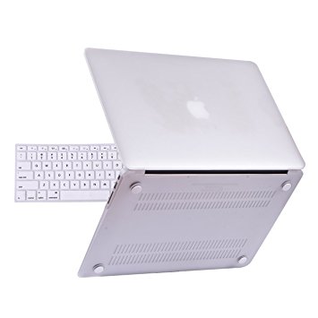 HDE MacBook Air 13 inch Case Soft Touch Matte Plastic Hard Case with Keyboard Cover (Models: A1369 and A1466), Clear