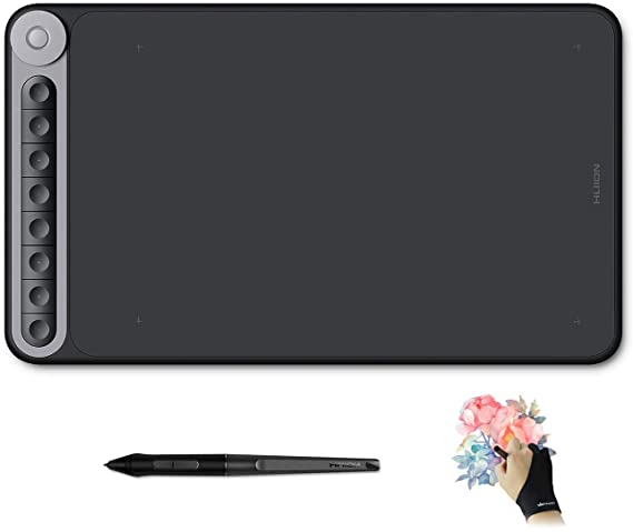 HUION Inspiroy Dial Q620M Drawing Tablet with a Multifunctional Dial Controller and 8 Programmable Press Keys Support Wireless Connectivity & Android Devices - for Remote Office & E-learning