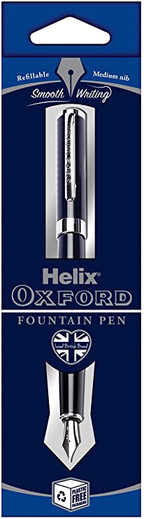Helix Oxford Premium Fountain Pen (Dark Blue) with Plastic Free Packaging