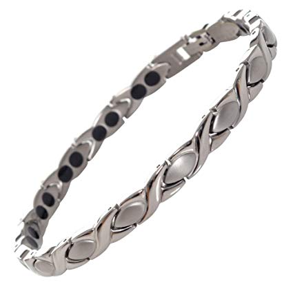 Titanium Magnetic Bracelet Double Strength - Natural Pain Relief Therapy by Mind n Body (Silver)