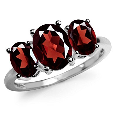 3.87ct. 3-Stone Natural Garnet 925 Sterling Silver Ring