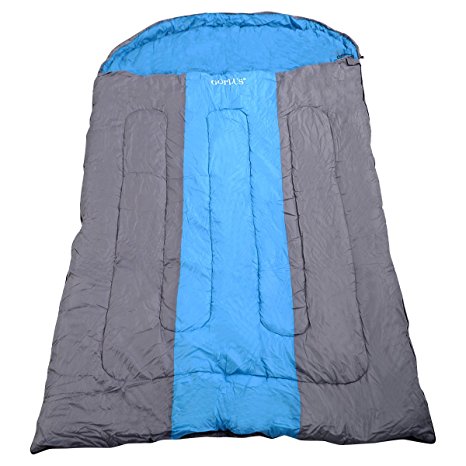 Goplus Outdoor 2 Person Sleeping Bag Hiking Camping Envelope Lovers Sleeping Bag Blue