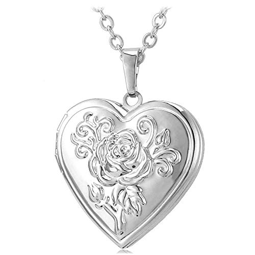 U7 Heart Shaped Photo Locket Pendant Women Fashion Jewelry 18K Gold Plated Necklace