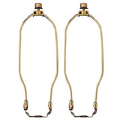 Royal Designs 9.5" Heavy Duty Lamp Harp, Finial and Lamp Harp Holder Set, 2-Pack Polished Brass, More Sizes Available (HA-1001-9.5BR-2)