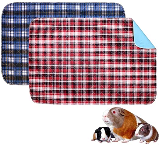 Oncpcare 2 Pack Guinea Pig Fleece Cage Liners, Washable Leak-proof Small Animal Pee Pads Bedding, Reusable Waterproof Rabbit Mat