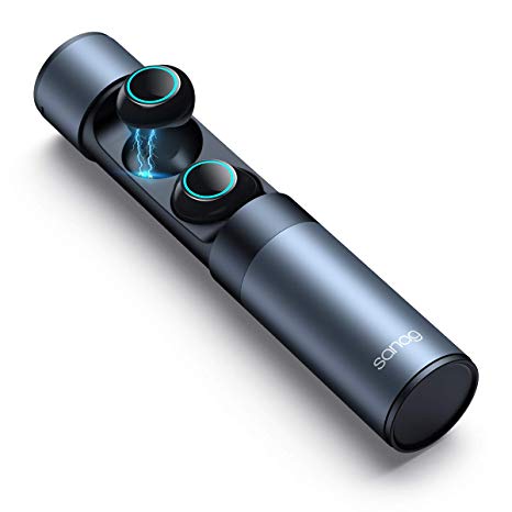 True Wireless Earbuds Bluetooth 5.0,SANAG J1 Bluetooth Earbuds with Charging Case Best Stereo Earphones,Noise Cancelling IPX7 Waterproof Touch Control Headphones Siri for Sports Drive or Work [Gray]