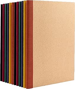 PAPERAGE 12-Pack Composition Notebook Journals, 120 Pages, Kraft Cover with Jewel Tone Spines, College Ruled Lined Paper, Small Size (8 in x 5.75 in) – for Home, Office or School Supplies