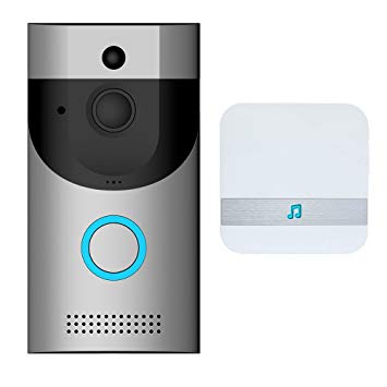 WiFi Wireless Video Doorbell Camera, IP65 Waterproof Doorbell 720P Wifi Cloud Storage Security Camera with Chime and Battery, Real-Time Video, Two-Way Talk, Night Vision, PIR Motion Detection