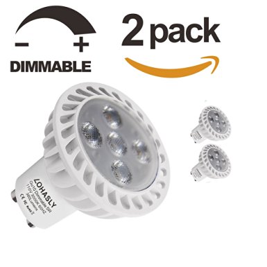 5W Dimmable Gu10 Soft White 3000K 110v LOHASLY LED Bulbs,50W Incandescent Equivalent Energy Saving, LED Spotlight Bulb,60 Beam Angle,Track Lighting(2 Pack)