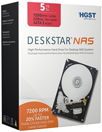HGST, a Western Digital Company Deskstar NAS 3.5-Inch 5TB 7200RPM SATA III 128MB Cache Internal Hard Drive Kit 0S03835