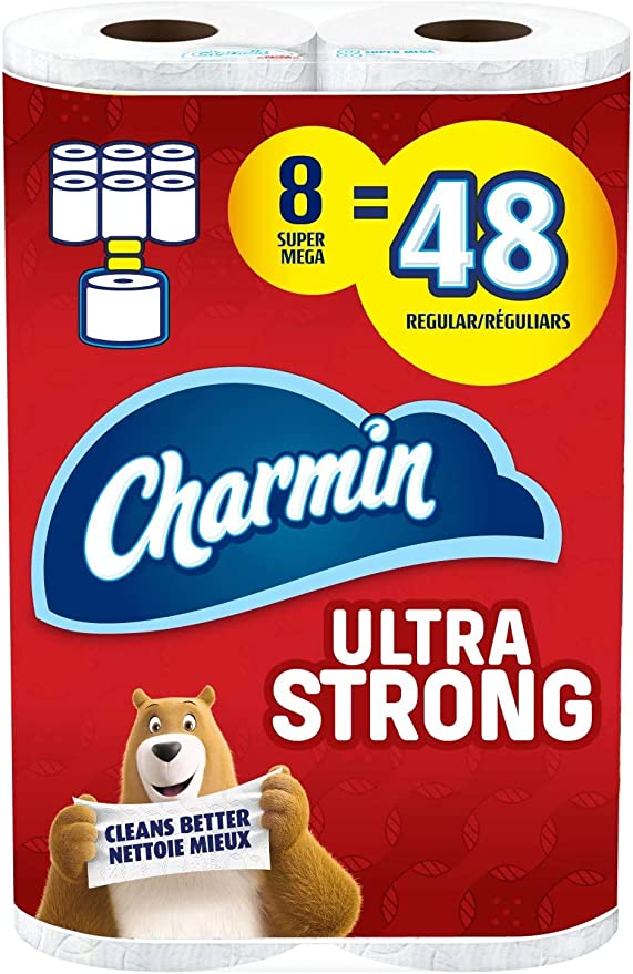 Charmin Ultra Strong Toilet Paper, 8 Super Mega Rolls = 48 Regular Rolls, 396 Sheets Per Roll