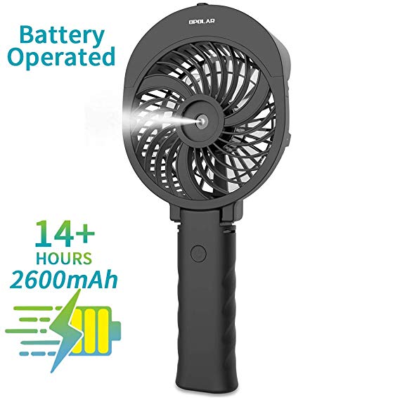 OPOLAR Handheld Misting Fan, 180° Foldable Personal Small Desk Fan, 2600mAh Rechargeable Battery Operated Mini Portable Fan, 3 Speed, Cooling Fan Humidifier for Office Home Outdoor Camping Travel