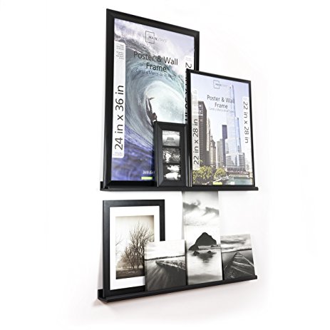 WALLNITURE Contemporary Floating Wall Shelf Ledge Picture Book Display Black 46 Inch Set of 2