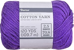 Darice Purple, Essentials Cotton Yarn: Solid, 2.5 Ounces