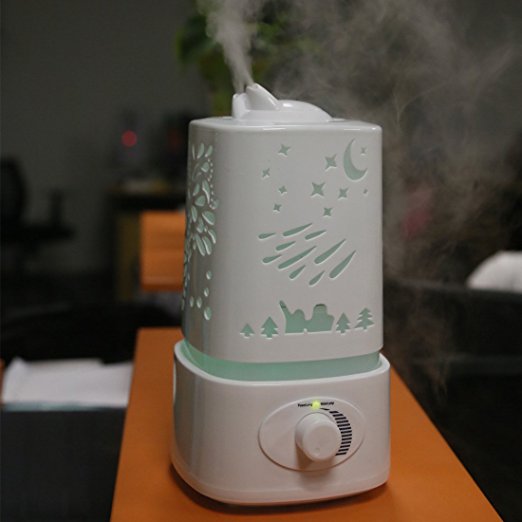 Air Humidifier Aroma Diffuser - Rerii Ultrasonic Humidifier, Oil Cool Mist Humidifier, Aroma Diffuser Purifier, Colorful LED Lights, 1.5 Liters Water Capacity, Whisper-quiet Operation, Auto Shut-off