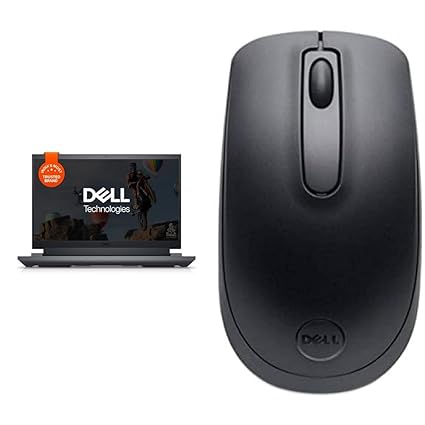 Dell G15 5520 Gaming Laptop, Intel i5-12500H,16GB DDR5,512GB SSD,Dark Shadow Grey,2.81kg & WM118 Wireless Mouse, 2.4 Ghz with USB Nano Receiver, Optical Tracking, 12-Months Battery Life- Black.