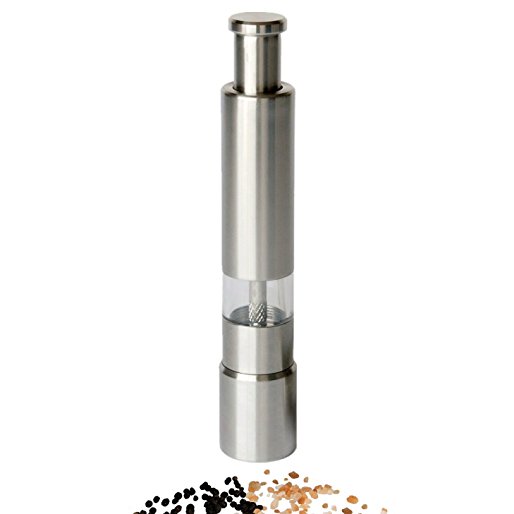 MelonBoat Portable Stainless Steel Salt And Pepper Grinder Mill Shaker, For Peppercorns, Sea Salt, Himalayan Salt, Spices & Table Seasoning, Mini Version