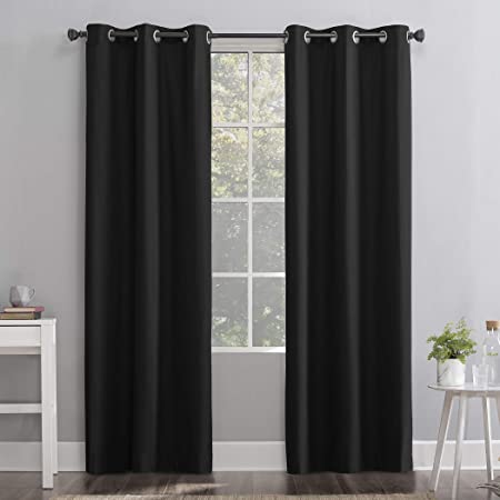 Sun Zero Cyrus Thermal 100% Blackout Grommet Curtain Panel, 40" x 63", Charcoal