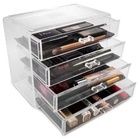 Sorbus® Acrylic Cosmetics Makeup and Jewelry Storage Case Display- 4 Large Drawers Space- Saving, Stylish Acrylic Bathroom Case Great for Lipstick, Nail Polish, Brushes, Jewelry and More