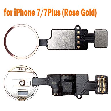 Johncase Home Button Main Key Flex Ribbon Cable Assembly Replacement Part Compatible for iPhone 7/7 Plus All Carriers (Rose Gold)
