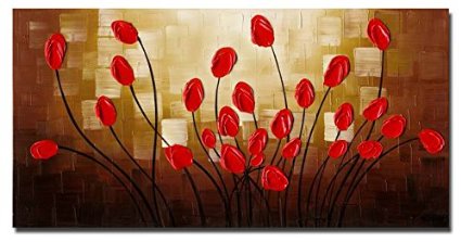 Wieco Art Extra Large Budding Flowers Modern Floral Oil Paintings on Canvas Wall Art for Living Room Home Decorations