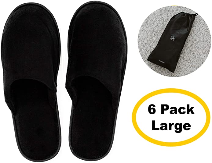MODLUX Spa Slippers Travel Bags White Fluffy Closed Toe Spa Slippers by Two Sizes To Fit Most Men and Women, Comfortable and Non-Slip - Perfect For Home, Hotel or Commercial Use