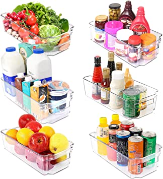 Utopia Home Set of 6 Pantry Organizers-Includes 6 Medium Organizers-Organizers for Freezers, Kitchen Countertops and Cabinets - Clear Plastic Pantry Storage Racks