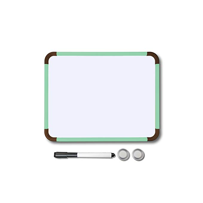 Magnetic Dry Erase Board White Board with Marker, Eraser, Magnets and Wall Hook, Green Frame V VAB-PRO (Green, 8.5''x11'')