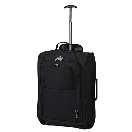 5 Cities Cabin Approved Trolley Bag, Black, 21-Inch / 55cm