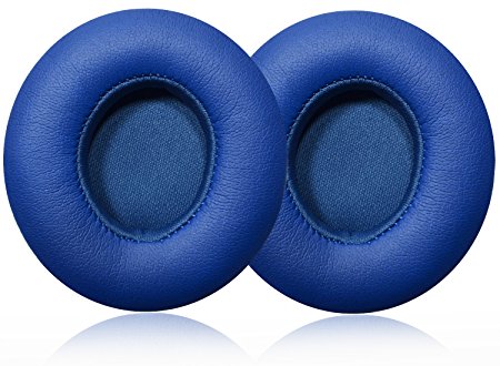 Replacement Earpad cushions For Beats By Dr. Dre Solo 2 / 2.0 Wired Headphone With ITIS Logo Cable Clip (BLUE)