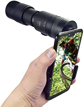 4K 10-300X40mm Super Telephoto Zoom Monocular Telescope Portable,Low Light Night Vision Monocular with Smartphone Holder, Tripod for Bird Watching Hunting Camping Travelling Hiking