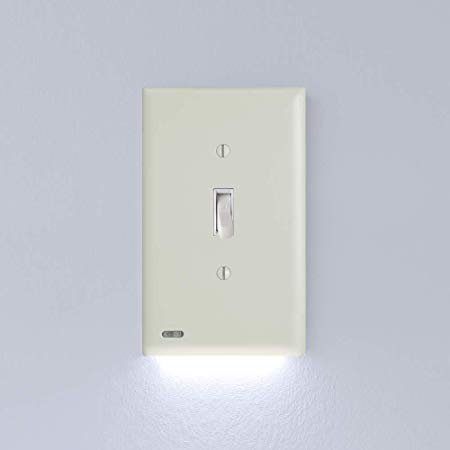 1 Pack SnapPower SwitchLight - Night Light - FOR LIGHT SWITCHES - Light Switch Wall Plate With Built-In LED Night Lights - Bright/Dim/Off Options - (Toggle, Light Almond)