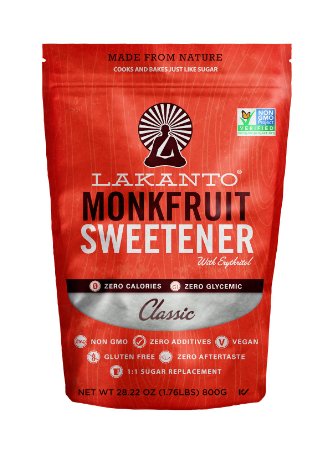 Lakanto Monk Fruit Sweetener All Natural Sugar Substitute, Classic White, 800 Grams (28 Ounce)