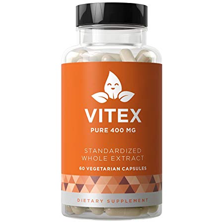 VITEX Pure 400 MG - Natural PMS Relief, Balance Hormones, Regulate Your Cycle, Promote Skin Health - Chasteberry - Full-Spectrum & Standardized - 60 Vegetarian Soft Capsules