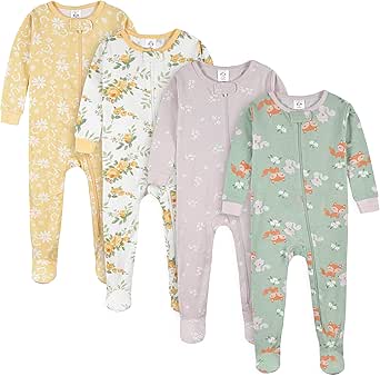 Gerber Baby-Girls 4-Pack Footed Pajamas