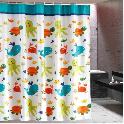 Eforgift Printed Animals Tortoise / Fish Waterproof and Non-mildew Curtains Fabric Bathroom Shower Curtain 72 Inch Multi-color