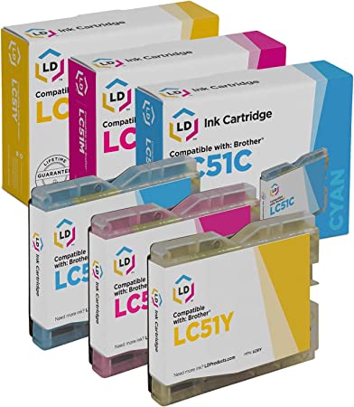 LD Products Compatible Ink Cartridge Replacement for Brother LC51 (Cyan, Magenta, Yellow, 3-Pack)