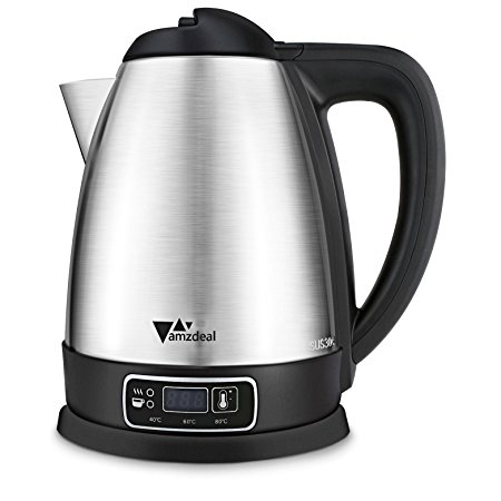 Amzdeal Electric Kettle 1.8L, 4 Temperature Settings & Keep Warm Function Kettle, Boil-dry Protection and Auto Shut off Water Kettle , 1800W , BPA free- Sliver（2018 Design）