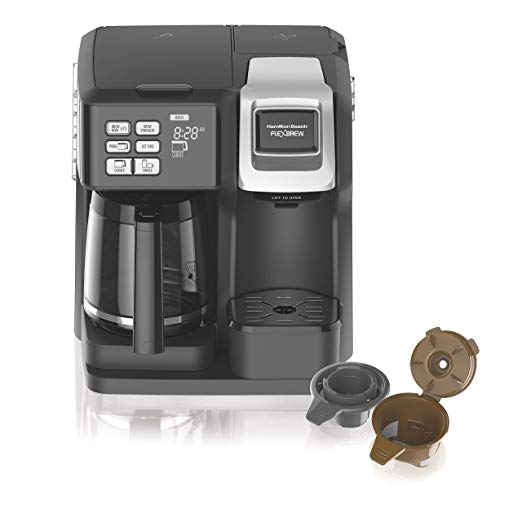 Hamilton Beach (49976) Coffee Maker, Single Serve & Full Coffee Pot,Compatible withK-Cup Packs or Ground Coffee, Programmable, FlexBrew, Black (Certified Refurbished)