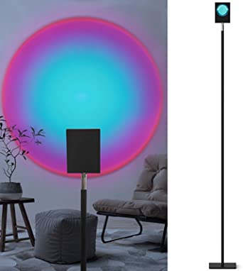 Pansonite Sunset Floor Lamp, Tiktok Sunset Projection Lamp with 180 Degree Rotation,Romantic LED Projector Floor Light for Home Party Living Room Bedroom Decor (Rainbow)