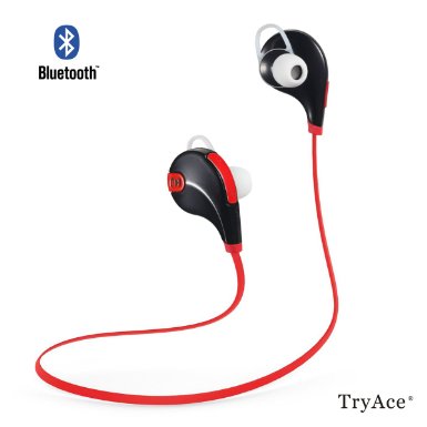 TryAceQy7 V40 Bluetooth Wireless Lightweight In-Ear Sportsrunning Earbuds Headphones Headsets Wmicrophone for Iphone Android Samsung Galaxy Smart Phones Bluetooth Devices BLACK-RED