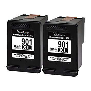 Valuetoner Remanufactured Ink Cartridge Replacement for HP 901XL 901 XL (2 Black) CZ075FN CC654AN High Yield, work with Officejet 4500, J4524, J4540, J4550, J4580, J4624, J4680 printers