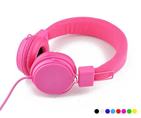 Einskey Ultra-Soft Headphones with Microphone Inline Control for Travel Running Sports Chatting Gaming Hifi Audio Lightweight Foldable Design H004 Headset for Kids Men Woman (Pink)